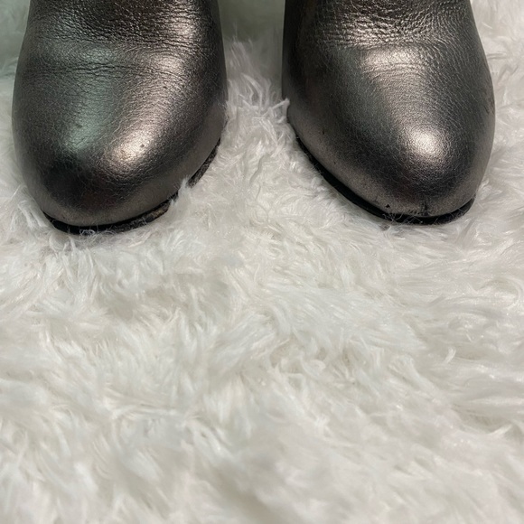 Jimmy Choo Malene 85 Anthracite Metallic Grainy Leather Bow Wrap Boots Grey 39.5 - Picture 7 of 14